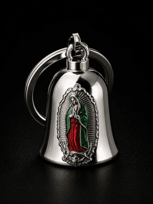 Campana Biker Virgen de Guadalupe plateada en acero inoxidable - Jefer Store