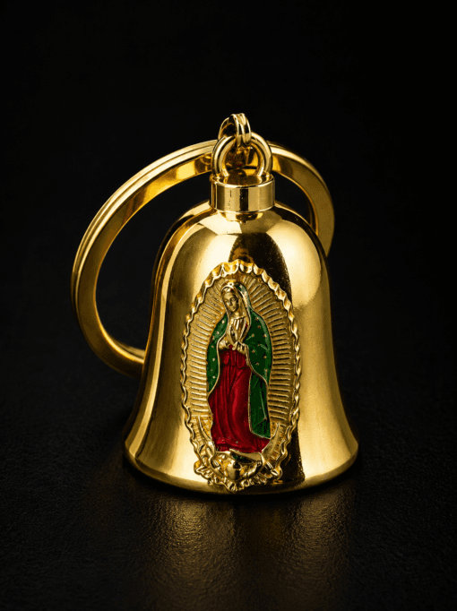 Campana Biker Virgen de Guadalupe dorada en acero inoxidable - Jefer Store